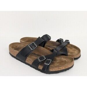 Birkenstock Franca Sandals Women Size 10 US 41 Brown Black Slip On Shoes Leather